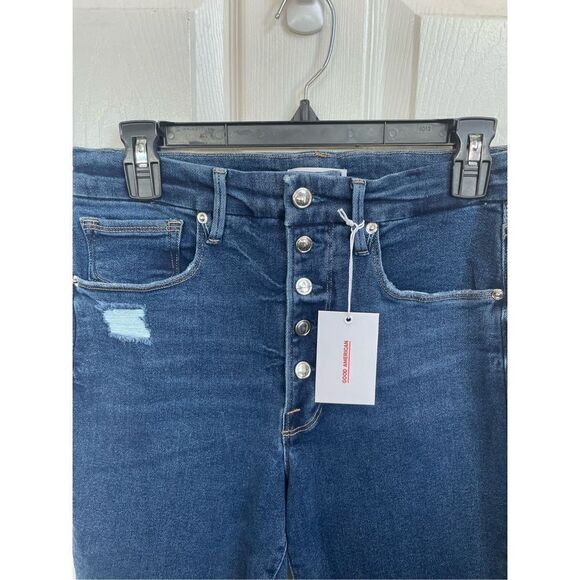 NWT Good American Women's Good High Rise Curve Ripped Jeans Size 14 - Picture 3 of 7